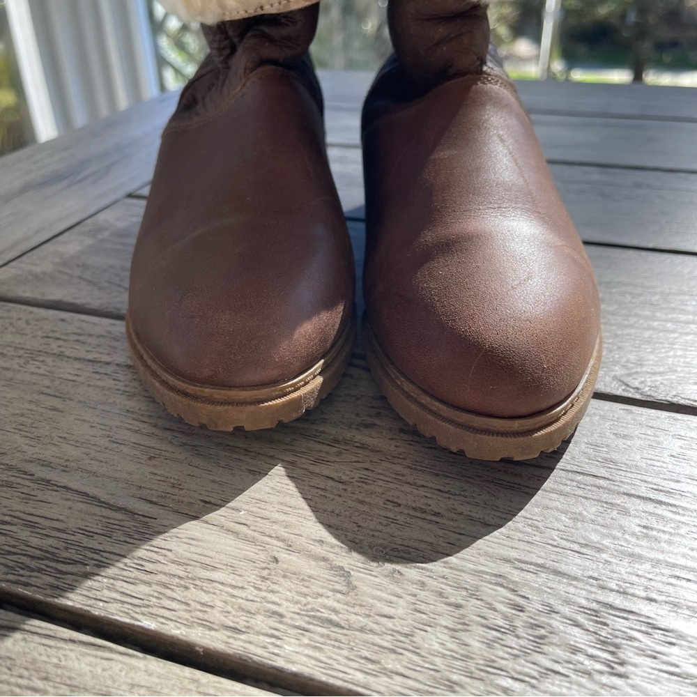 DaneXX Vintage Womens Frosty Brown Shearling-Lined Leather Boots Size 8.5 - Picture 4 of 12